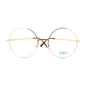 PASTL Super Oversized Round Circle Frame Clear Lens Glasses Gold