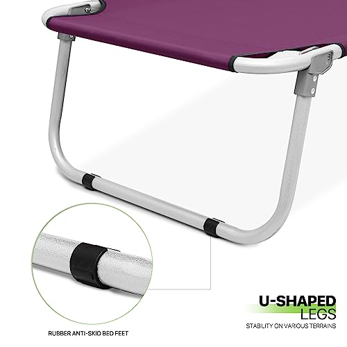 Magshion Portable Military Fold Up Camping Bed Cot + Free Storage Bag- 5 Colors (Purple), 37 x 26 x 5 inches (Magshion Furniture)