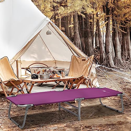 Magshion Portable Military Fold Up Camping Bed Cot + Free Storage Bag- 5 Colors (Purple), 37 x 26 x 5 inches (Magshion Furniture)