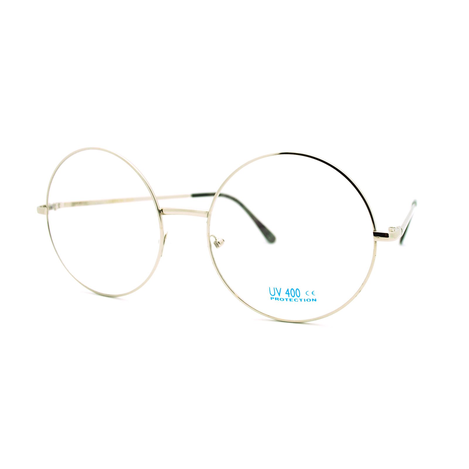 PASTL Super Oversized Round Circle Frame Clear Lens Glasses Silver