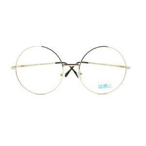 PASTL Super Oversized Round Circle Frame Clear Lens Glasses Silver