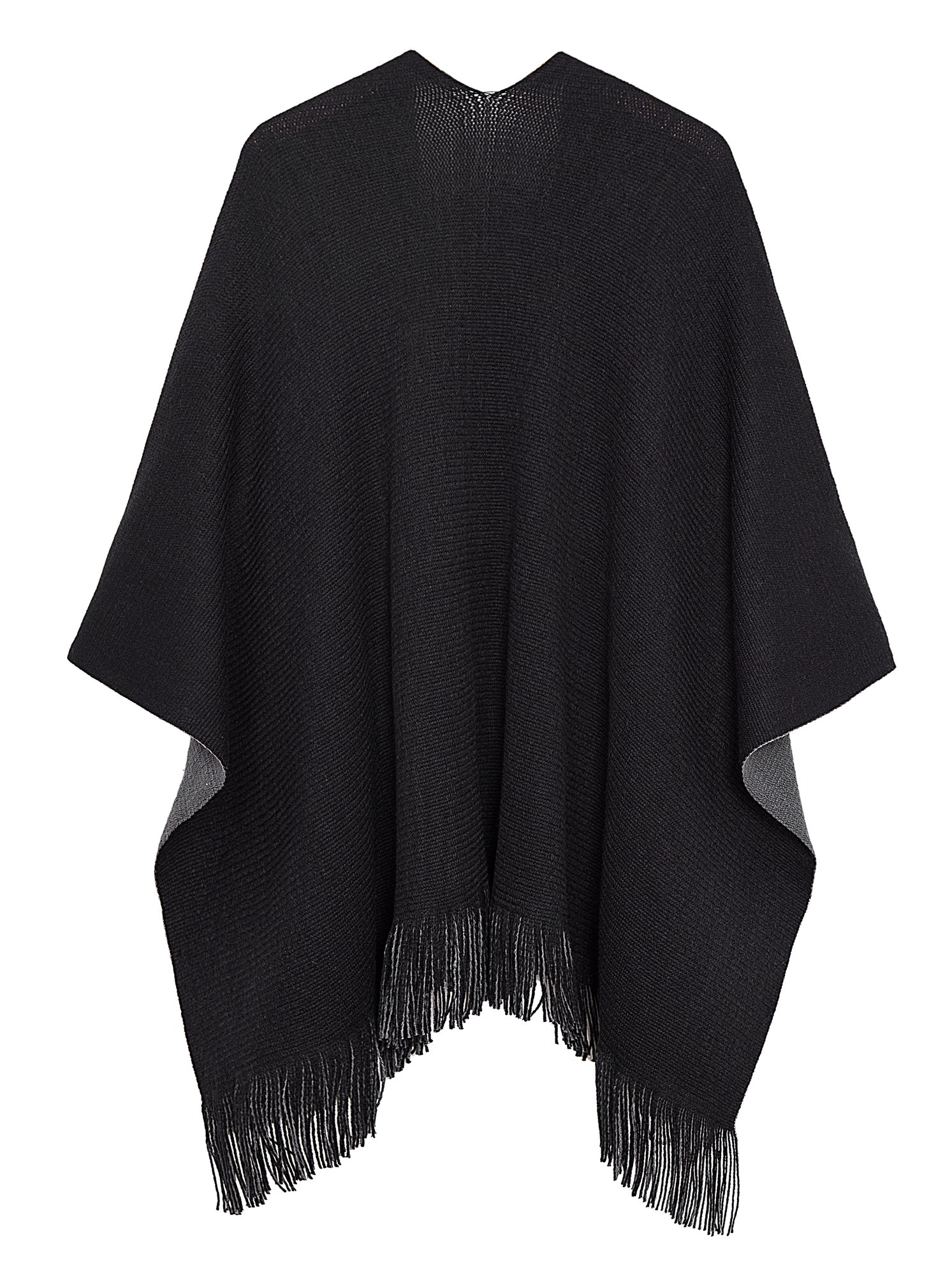 Urban CoCo Women's Vintage Poncho Cape Tassel Shawl Wrap Cardigan Coat (Black)