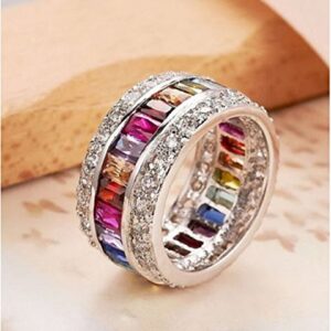 Wedding Ring for Women Mother's Day Multicolor Ring Jewelry for Mom Her Band Ring Size 6 7 8 9 10 11 12 (10)