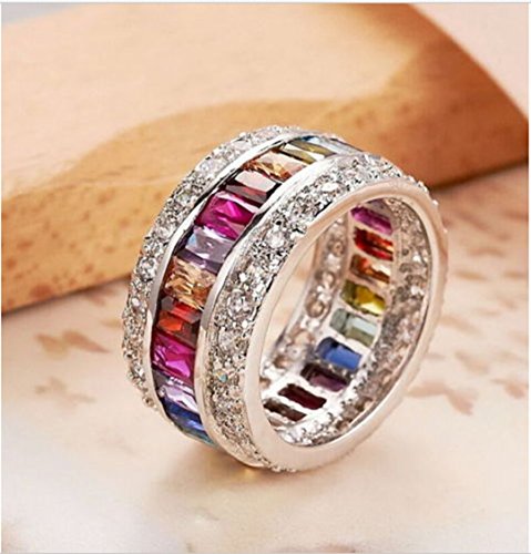 Wedding Ring for Women Mother's Day Multicolor Ring Jewelry for Mom Her Band Ring Size 6 7 8 9 10 11 12 (10)