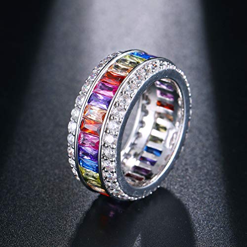 Wedding Ring for Women Mother's Day Multicolor Ring Jewelry for Mom Her Band Ring Size 6 7 8 9 10 11 12 (10)