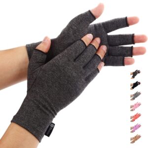 Duerer Arthritis Compression Gloves Women Men for RSI, Carpal Tunnel, Rheumatiod, Tendonitis, Fingerless Gloves for Computer Typing and Dailywork (Black, L)