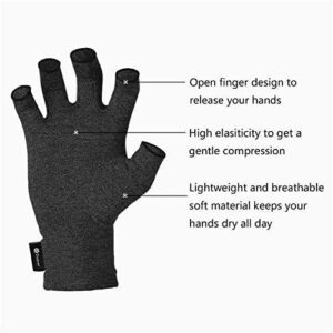 Duerer Arthritis Compression Gloves Women Men for RSI, Carpal Tunnel, Rheumatiod, Tendonitis, Fingerless Gloves for Computer Typing and Dailywork (Black, L)