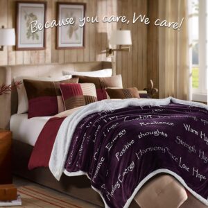 Chanasya Premium Sympathy Warm Hugs Gift Throw Blanket - for Positive Energy Love Support Comfort - Breast Cancer Chemo Get Well Purple Gift Blanket - Women Mom Grandma (60x70 Inch) Aubergine