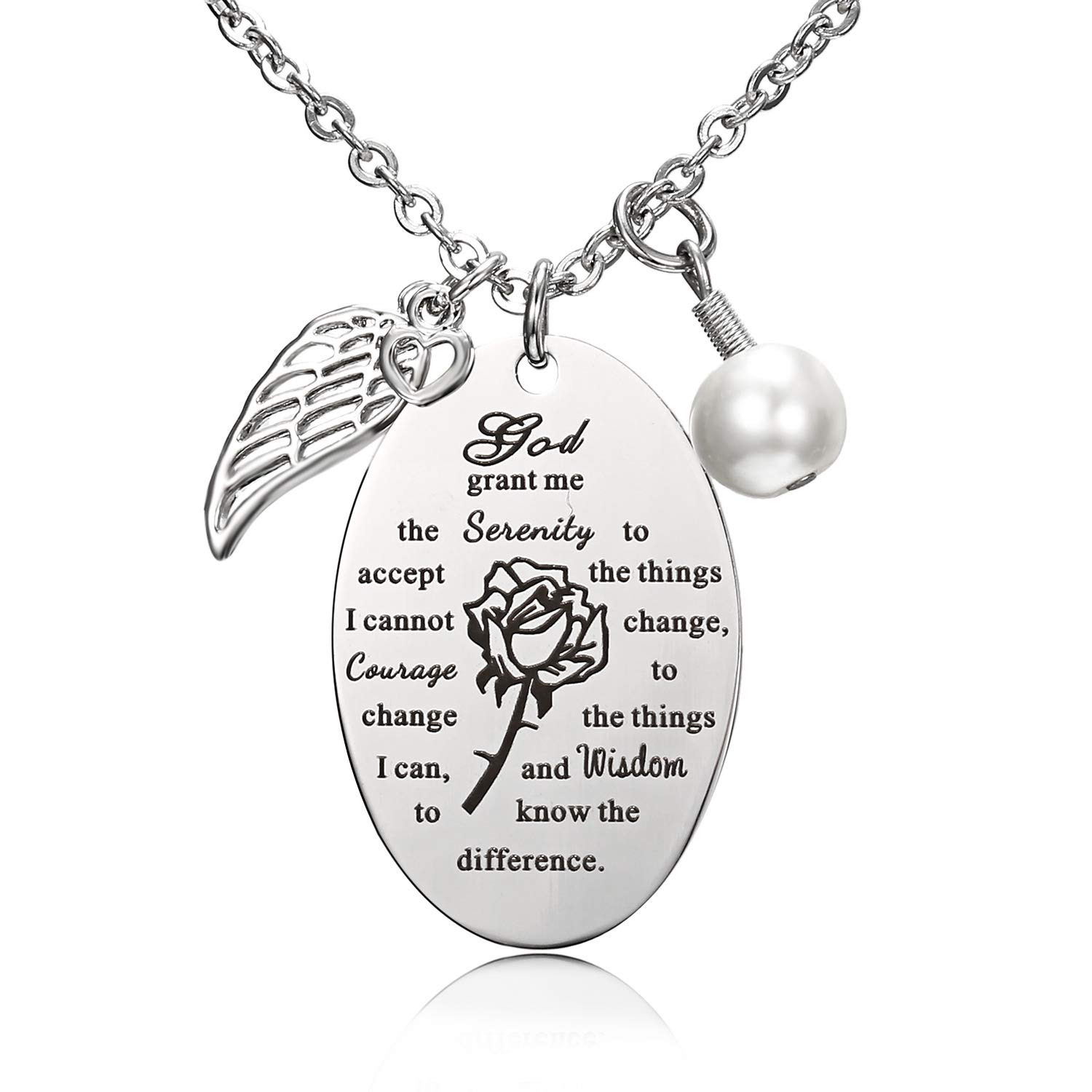 Blerameng God Grant Me The Serenity to Accept The Bible Verse Prayer Necklace with Free Chain Christian