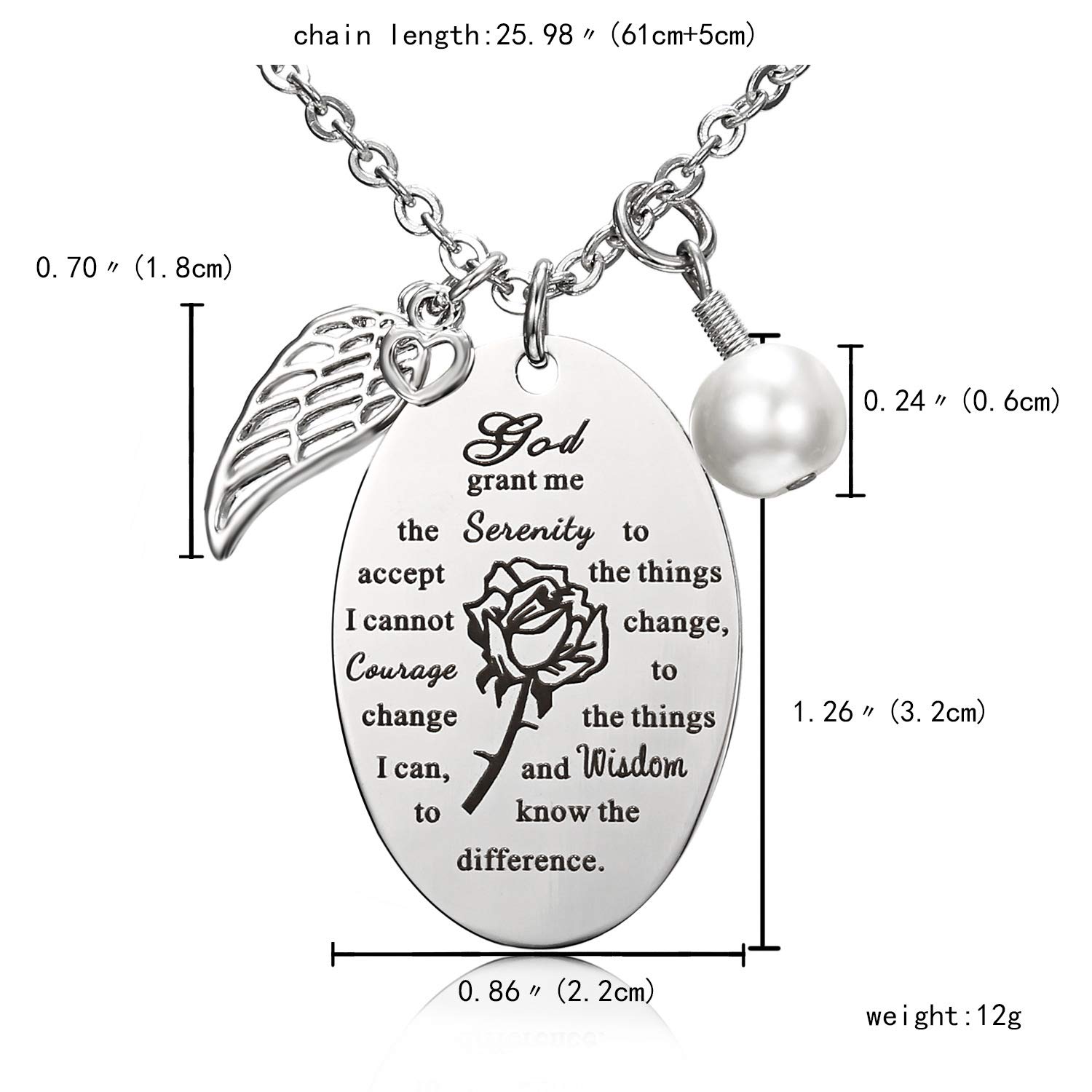 Blerameng God Grant Me The Serenity to Accept The Bible Verse Prayer Necklace with Free Chain Christian