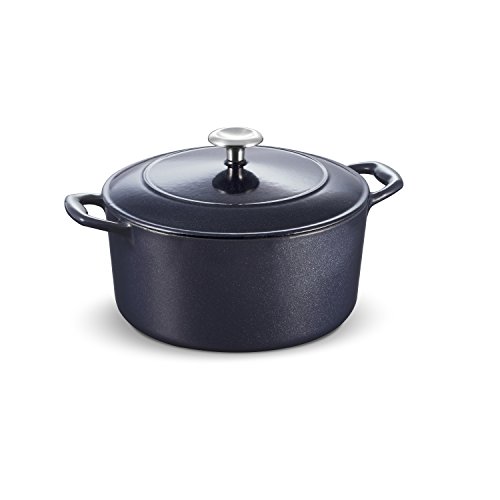 Tramontina 80131/038DS Enameled Cast Iron Covered Round Dutch Oven, 5.5-Quart, Dark Blue