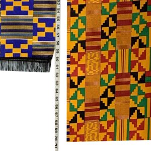 Decora Apparel African Clothes for Men Cotton Scarf, Graduation Stole, African Head Scarf Kente Fabric 5.5X60 Orange GoldP03