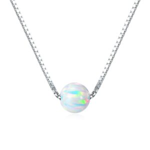 sterling silver 6mm created opal necklace 16" + 2" extension