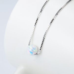 Sterling Silver 6mm Created Opal Necklace 16" + 2" Extension