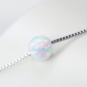 Sterling Silver 6mm Created Opal Necklace 16" + 2" Extension