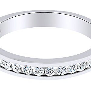 AFFY Natural Diamond Engagement Wedding Band Ring 14K White Gold (0.37 Ct),Ring Size-5.5