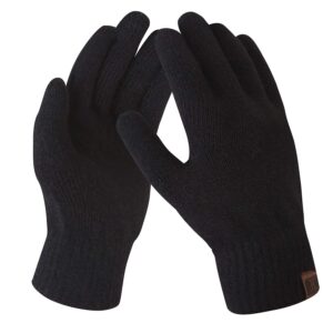 fantastic zone women's winter stretch cashmere gloves for women solid color warm knitted thick warm gloves black one size