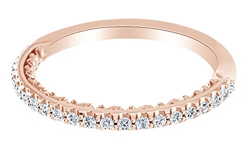 AFFY Natural Diamond Engagement Wedding Band Ring in 14K Solid Rose Gold (0.25 Cttw),Ring Size-8