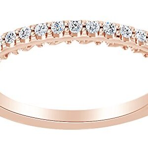 AFFY Natural Diamond Engagement Wedding Band Ring in 14K Solid Rose Gold (0.25 Cttw),Ring Size-8