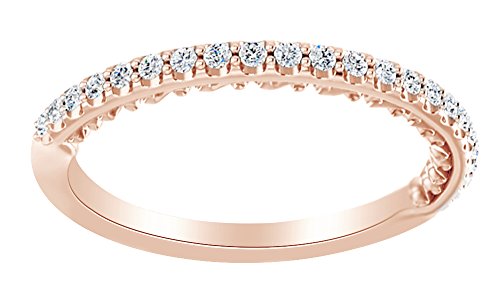 AFFY Natural Diamond Engagement Wedding Band Ring in 14K Solid Rose Gold (0.25 Cttw),Ring Size-8