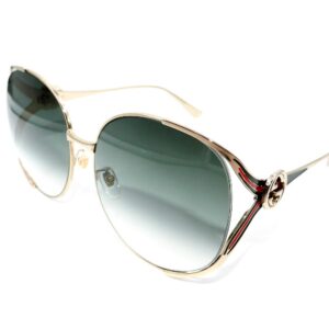 Gucci GG0225S 003 Gold/Green GG0225S Round Sunglasses Lens Category 2 Size 63