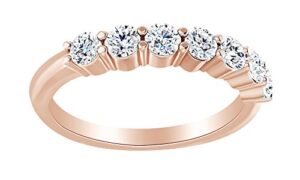 affy round shape white diamond engagement wedding ring in 14k solid rose gold (0.75 cttw),ring size-9