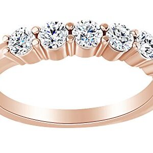 AFFY Round Shape White Diamond Engagement Wedding Ring in 14K Solid Rose Gold (0.75 Cttw),Ring Size-9