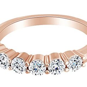 AFFY Round Shape White Diamond Engagement Wedding Ring in 14K Solid Rose Gold (0.75 Cttw),Ring Size-9