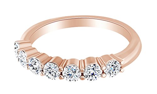 AFFY Round Shape White Diamond Engagement Wedding Ring in 14K Solid Rose Gold (0.75 Cttw),Ring Size-9