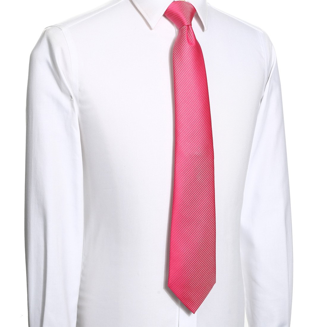 KissTies Hot Pink Tie Solid Striped Pure Color Necktie Wedding Ties