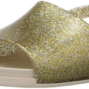 Mini Melissa Baby-Girl's Mini Beach Slide Sandal Flat, Gold Glitter, 9 M US Toddler