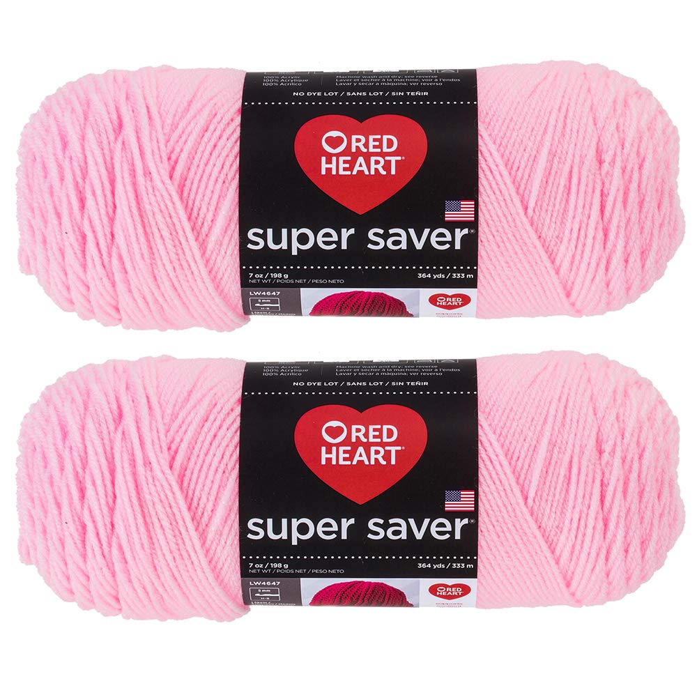 Bulk Buy: Red Heart Super Saver (2-Pack) (Petal Pink, 7 oz Each Skein)