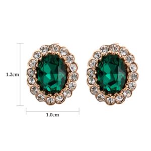 Yoursfs Emerald Green Clip On Earrings For Women Clip Earrings Austria Crystal 18K Gold Plated Circular Halo Zircon Fashion Jewelry