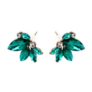 art deco antique vintage style green emerald marquis rhinestone bridal bridesmaid wedding prom cluster earrings