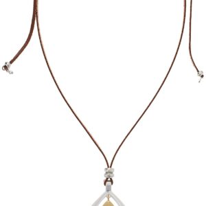 Lucky Brand Two-Tone Cognac Leather 32" Pendant Necklace