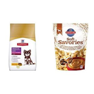 hill's science diet sensitive stomach & skin dog food (15 pound bag) and hill's science diet soft savories with peanut butter & banana dog treats (8 ounce bag)