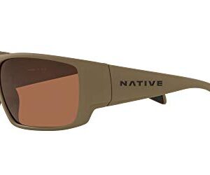 Native Eyewear Sightcaster Polarized Rectangular Sunglasses, Desert Tan/Bronze, 64 mm