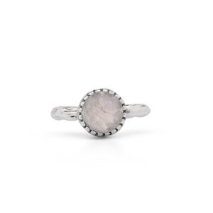 Koral Jewelry Moonstone Round Stone Ring 925 Sterling Silver Vintage Gipsy Boho Chic US Size 5 6 7 8 9 (7)