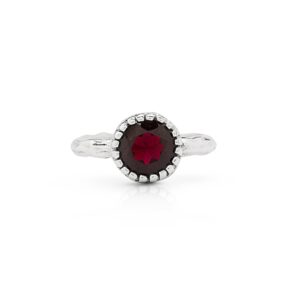 koral jewelry garnet round stone ring 925 sterling silver vintage gipsy boho chic us size 5 6 7 8 9 (9)