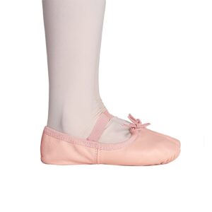 Stelle Ballet Shoes for Girls Toddler Genuine Leather Ballet Dance Slippers for Toddler/Little/Big Kids/Boys(10MT,Ballet Pink,with Tie)