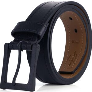 Marino Avenue Men's Belt, Leather Casual Belt, Looks Great with Jeans, Khakis, Dress - With Classic Single Prong Buckle - Solid - Deep Charcoal - 56 (Waist: 54)