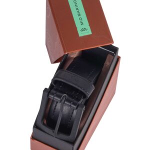 Marino Avenue Men's Belt, Leather Casual Belt, Looks Great with Jeans, Khakis, Dress - With Classic Single Prong Buckle - Solid - Deep Charcoal - 56 (Waist: 54)