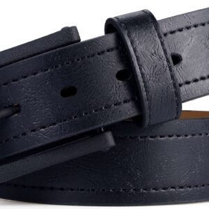 Marino Avenue Men's Belt, Leather Casual Belt, Looks Great with Jeans, Khakis, Dress - With Classic Single Prong Buckle - Solid - Deep Charcoal - 56 (Waist: 54)