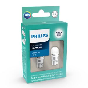 Philips 194WLED Ultinon LED Bulb (White), 2 Count (Pack of 1)