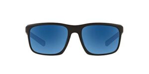 native eyewear wells polarized rectangular sunglasses, matte black crystal/blue reflex, 58 mm