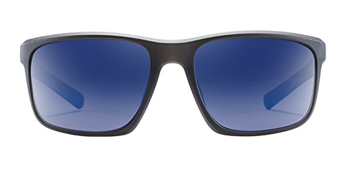 Native Eyewear Wells Polarized Rectangular Sunglasses, Matte Black Crystal/Blue Reflex, 58 mm