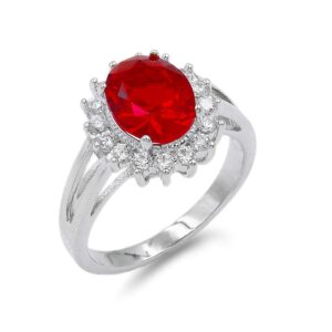 Lavencious Oval Round Ruby CZ Rings Wedding Party Statement Engagement Inspired Cocktails For Woman Size 5-10 (Red, 6)