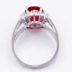 Lavencious Oval Round Ruby CZ Rings Wedding Party Statement Engagement Inspired Cocktails For Woman Size 5-10 (Red, 6)