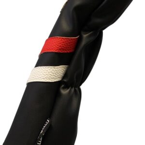 Majek Retro Golf Headcovers Black Red and White Vintage Leather Style 1 3 X Driver Fairway Woods Head Cover Classic Look