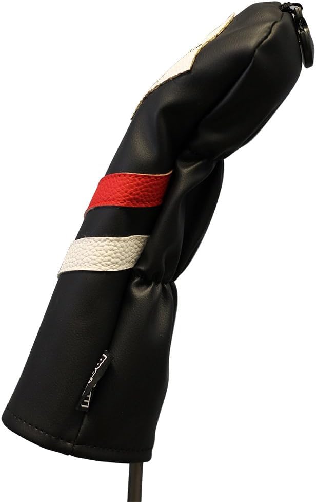 Majek Retro Golf Headcovers Black Red and White Vintage Leather Style 1 3 X Driver Fairway Woods Head Cover Classic Look